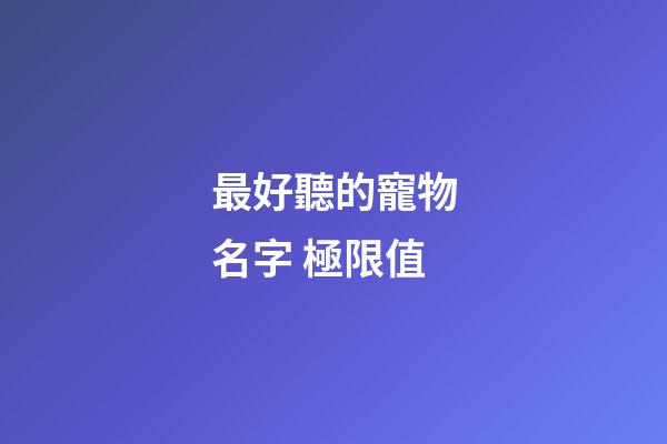 最好聽的寵物名字 極限值